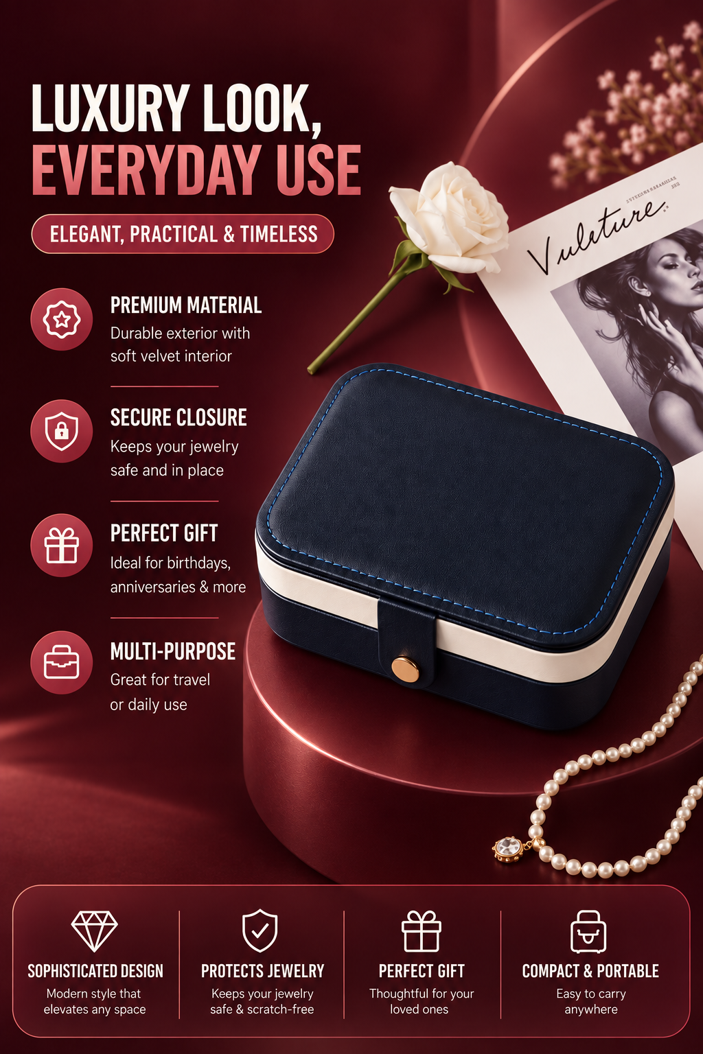 Preplexo Portable Dual Layer Jewelry Storage Box - Landing Image 2